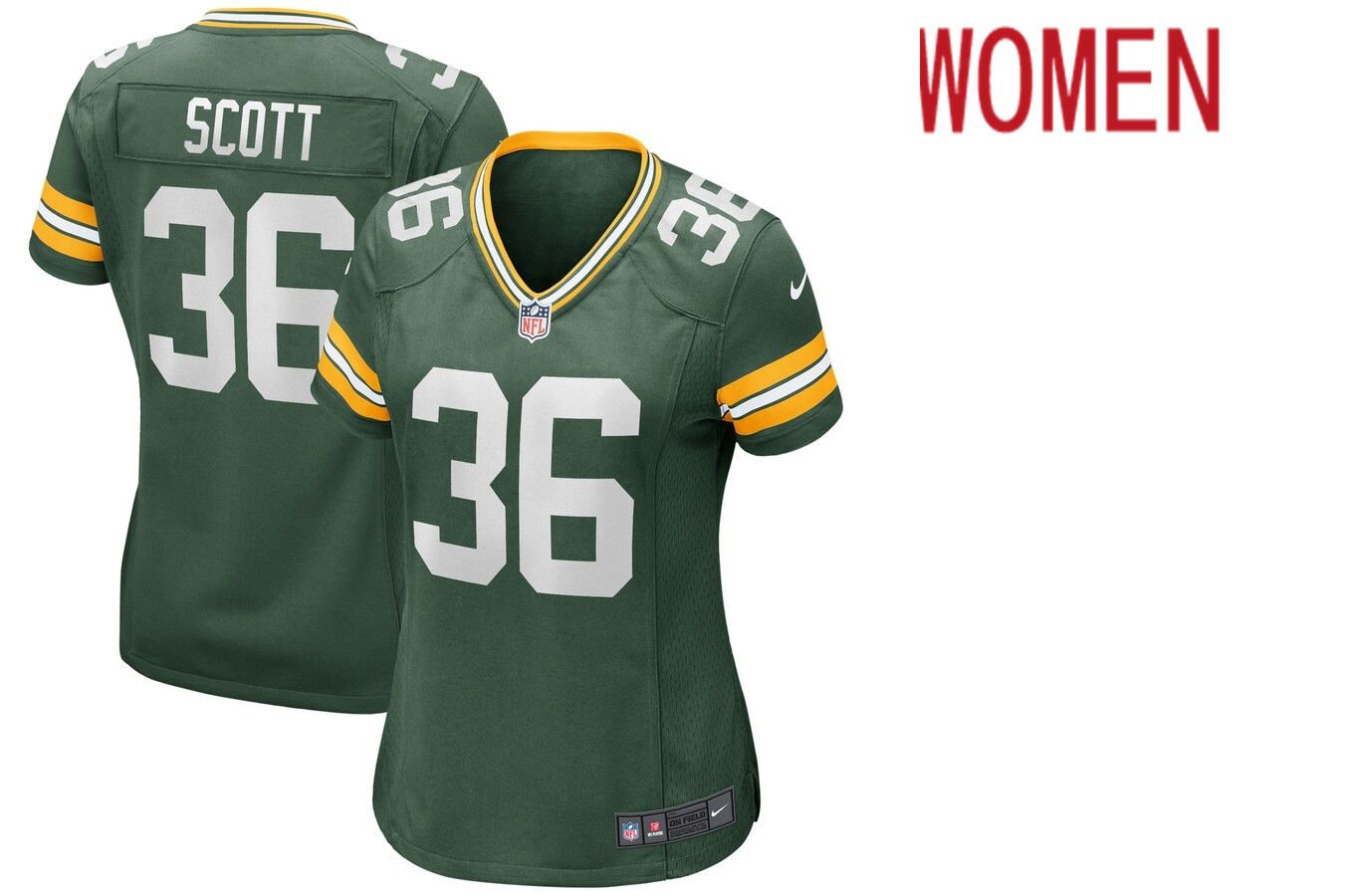 Women Green Bay Packers #36 Vernon Scott Nike Green Game NFL Jersey